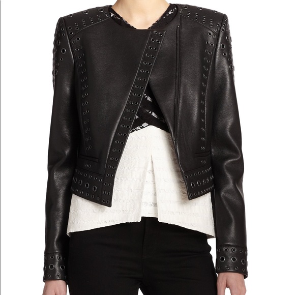 bcbg cropped leather jacket
